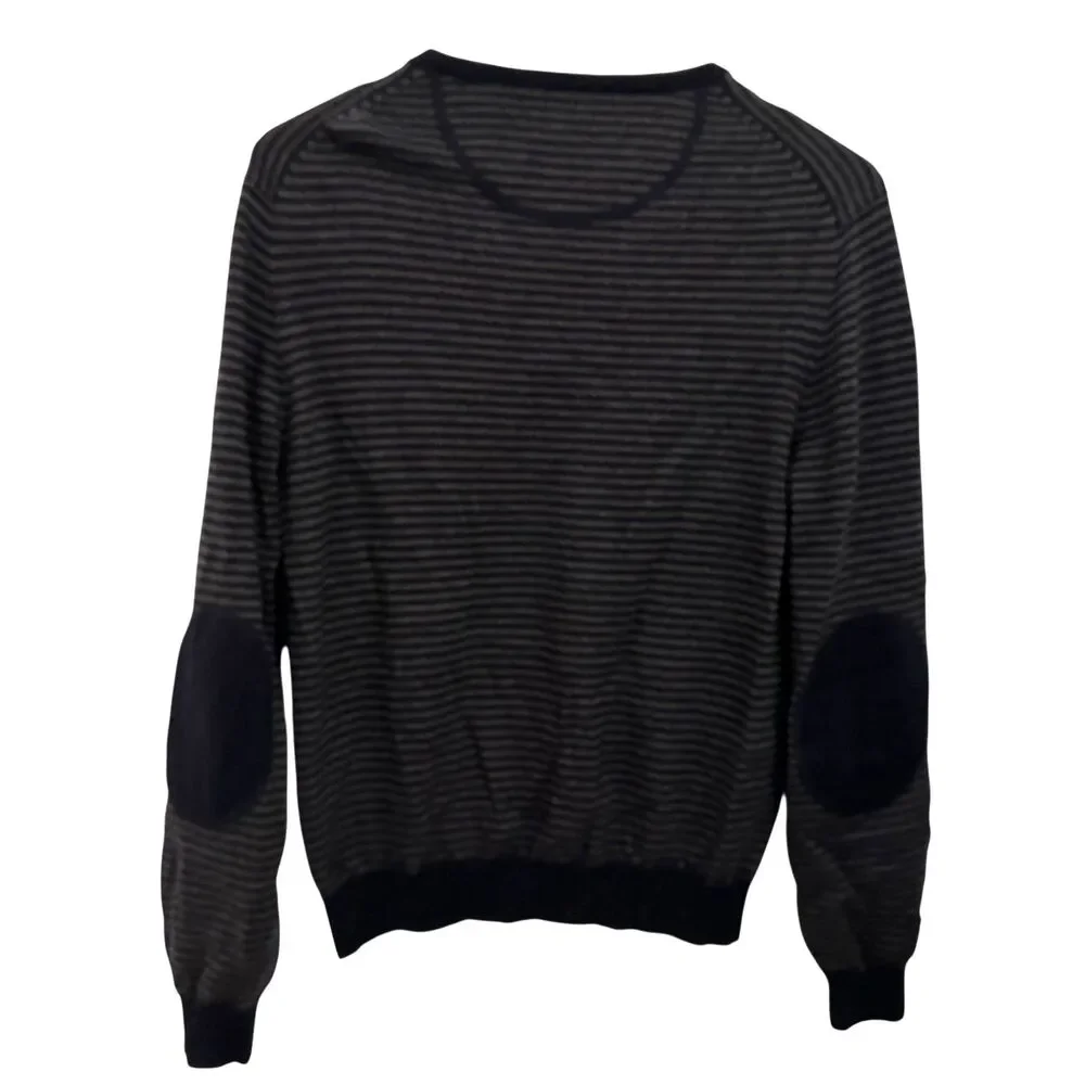 The Men's Store Bloomingdale's‎ Grey and Blue Striped 100% Merino Wool Size L